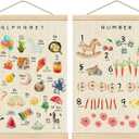 HKTZM Alphabet Wooden Poster Number Poster 12.5x17 Inch,Alphabet Wall Hanging Poster Educational Posters Toddler Learning Posters For Classroom Nursery Kindergarten Decor Set Of 2
