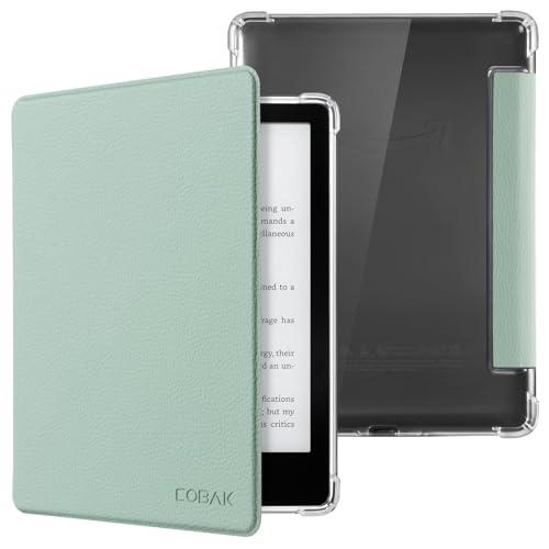 CoBak Case for Kindle Paperwhite (6.8" 11th Generation 2021 Released) & Paperwhite Signature Edition- New PU Leather Cover and Clear Soft Silicone Back Cover with Auto Sleep Wake Feature