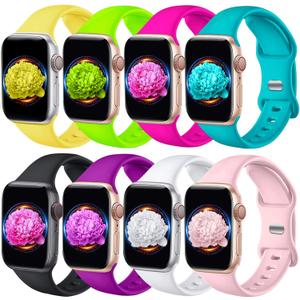 8 Pack Bands Compatible with Apple Watch Band 38mm 40mm 41mm 42mm 44mm 45mm 46mm 49mm for Women Men, Soft Silicone Sport Strap for iWatch Series Ultra 11 10 9 8 7 6 5 4 3 2 1 SE/SE 2nd/SE 3nd
