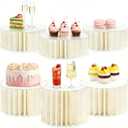 Hacaroa 6 Pack Foldable Buffet Risers Display Stands, 12 Inch Paper Cylinder Cake Cupcake Stand with Acrylic Tops, Food Risers Dessert Table Display Set for Party, Wedding, Birthday Décor, Off White