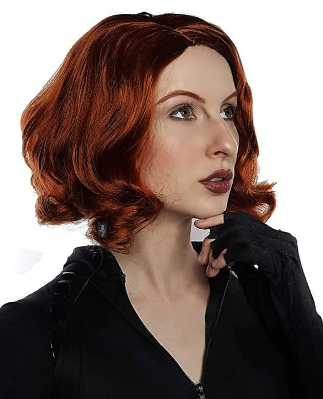 ALLAURA Compatible with Dana Scully Costumes | Avenging Widow Wig Costume For Women Dana ScullyWig Cosplay Red Wigs Auburn Chess Queen GingerWig Widow Costume Fit also for Hero Widow Natasha, Delia