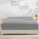 GOKOTTA Fitted Sheet Only - 16 Inch Pocket Bamboo Rayon Fitted Sheet, Super Soft and Cooling Bottom Sheet with 4 Elastic Corner Straps(Grey, King Size)