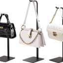 pickpiff 3 Pack Purse Holder Handbag Display Stand: Black Hanger Rack for Bags, Purses, and Wreath, Adjustable Hook Stand for Tabletop, Closet, and Retail Use for Vendors