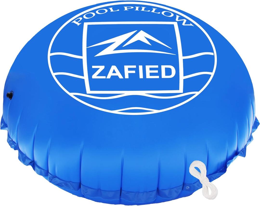8' x 8' Air Pool Pillow for Above Ground Swimming Pool Covers, Pool Pillows for Closing Winter, Heavy-Duty Cold Resistant Vinyl Material Air Poolpillow, Rope Included (Blue)