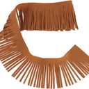 GORGECRAFT 5 Yards 2.95 Inch Double Side PU Leather Fringe Tassel Trim Brown Faux Leather Dance Skirt Tassel Sewing Wrap Cover for DIY Sewing Dress Crafts Skirt Garment Curtain Bags Shoe Decoration