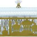 Ramadan Tray with Lid Eid Mubarak Dinner Plate Tray Ramadan Serving Tray Muslim Islamic Dessert Trays Tableware Dessert Metal Platters Storage Container Candy Pastry Dessert Display Holder (Golden)