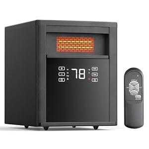 Shinic Portable Space Heaters for Indoor Use Energy Efficient, 1500W Infrared Space Heater, Remote Control, Timer, Infrared Heaters for Indoor Use Large Room, ETL Listed, Lifetime Filter