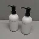 Vine Creations White Glass Soap Dispenser Set, Dish Soap and Hand Soap Dispenser Set with Stainless Steel Pump, 16 oz Glass Dispensers for Kitchen or Bathroom Decor (Matte White Bottle/Matte Black)