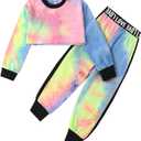 Betusline Girls 2 Piece Outfits Girls Cropped Sweatsuit Pants Outfit Clothes Set, 4T-14 Years (6-7 Years)