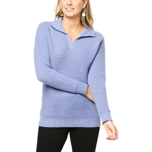 Women's Johnny Collar Pullover Sweater Sky Blue, M