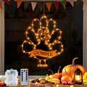 [Timer & 8 Modes] Thanksgiving Turkey Decorations Window Lights, Thanksgiving Window Decorations Silhouette Light Orange Battery Operated Turkey Lights for Home Indoor Thanksgiving Party Decor