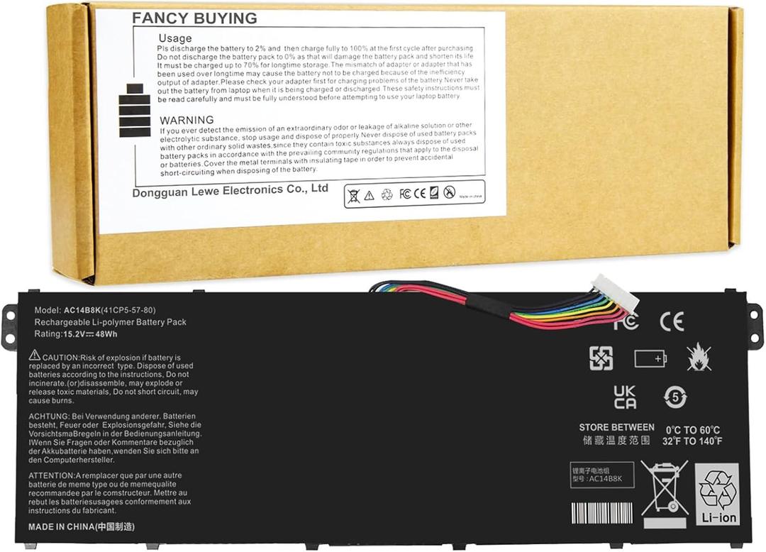 AC14B8K Laptop Battery for Acer Aspire R3-131T R5-471T R5-571T R5-571TG E3-111 E3-112 ES1-511 ES1-512 ES1-531 ES1-520 ES1-111M R7-371T R7-372T V3-111 fits KT.0040G.004, KT0030G.004, 3ICP5/57/80