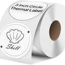 iEager 3 Inch Circle Thermal Sticker Labels, Self-Adhesive Round Direct Thermal Label, Multi-Purpose Roll Thermal Stickers, 500 Labels, White