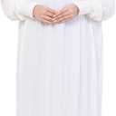 Prien Prayer Dress For Women, Cotton Muslim Abaya, Soft Hijab, Elegant Turkish Islamic Wear For Eid, Ramadan, Umrah, Hajj (Cream)