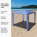 Sunday Shelter Beach Cabana Shade Canopy, UPF 50+ Beach Shade (Blue Waves, 6' x 6')