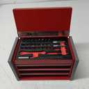 P.I.T. Portable 3 Drawer Steel Tool Box with 61-Pieces Mechanics Tool Set,Magnetic Locking, Red Hand Carry Tool Cases for Hand Tools Repair Tool Kit