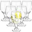 Patelai Set of 6 Clear Glasses 13.5 oz Water Goblet Glass Stemmed Water Glasses for Juice Beer Tea Milk Cold Beverages Drinks Dishwasher Safe