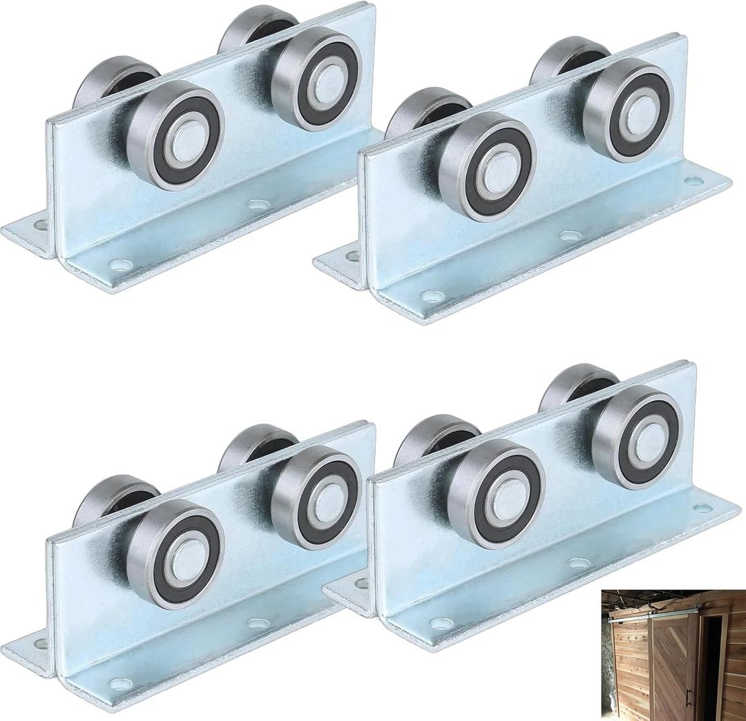 BiJun 4 Wheel Trolley Assembly Roller Strut Channel Trolley Heavy Duty Barn or Shed Sliding Doors for Use with 1-5/8" Wide and All1-5/8 Taller Strut Channel (Silver 4 Packs)