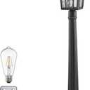 Solar Lamp Post Light 40.5 Inch Lamp Post Outdoor Lighting Waterproof Aluminum Material with Water Ripple Glass Black Solar Pillar Lights for Garden Lawn and Pathway