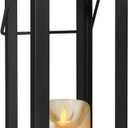 18" Black Metal Modern Candle Lantern Decorative Hurricane Lantern for Indoor & Outdoor Use, Ideal for Table, Mantle, Porch, Halloween, Christmas, and Wedding Decor (No Glass Panel)