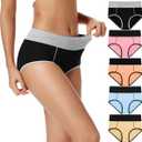 POKARLA Womens Cotton Underwear High Waist Full Coverage Briefs Soft Breathable Postpartum Panties Stretch Underpants (X-Small, Multicolored-01-5pack)