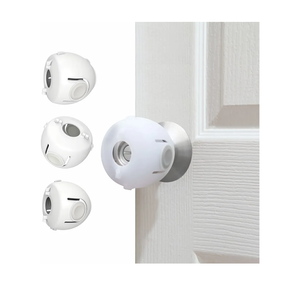 Child Proof Door Knob Covers, 4-Pack, White - Baby Safety Door Knob Covers for Toddlers, Snap-in Design for Easy Install, Durable & Non Toxic, Fits Standard Round Knobs