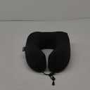 MLVOC Travel Pillow 100% Pure Memory Foam Neck Pillow, Comfortable & Breathable Cover, Machine Washable, Airplane Travel Kit with 3D Contoured Eye Masks, Earplugs, and Luxury Bag, Standard (Black)