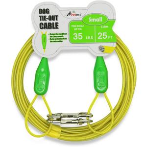 Petest 25ft Tie-Out Cable with Crimp Cover for Small Dogs Up to 35 Pounds
