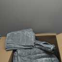 EVERGRACE Velvet Quilt Set Queen Size, Luxurious Soft Striped Channel Bedding Set, Lightweight Velvet Comforter for All Season, Oversized Bedspread Coverlet with 2 Matching Shams, Blue Linen, (90" x 92")