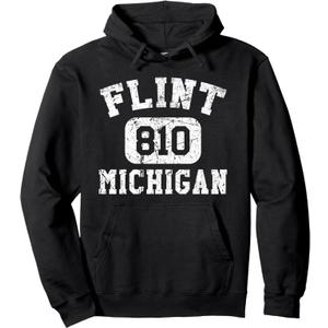 MI Hometown Classic Retro Souvenir Apparel Flint Michigan Area Code Vintage Retro Black UnisexAdults Small Hoodie size L