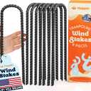 Happin 12 Inch Heavy Duty Ground Anchors, Garden Stakes U Hook, Tent Stakes Heavy Duty, Chain Link Fence Anchors, Ground Anchors Screw in, Yard Stakes, Galvanized Steel, (8 Pack, Black)