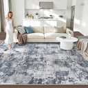 8x10 Area Rugs for Living Room: Washable Abstract Modern Rug Large Neutral Non Slip Soft Stain Resistant Indoor Carpet for Bedroom Nursery Dining Room Home Office (Blue White, 8'x10')