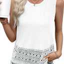 EVALESS Womens Tank Tops Crochet Lace Boho Waffle Knit Spring Summer Trendy
Camisole Shirts,2026 Fashion Crewneck Sleeveless Vest Blouses,Work Business Casual,Cute Loose Beach Vacation Outfits Clothes