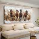 tigeridge Horses Canvas Wall Art - Brown Horse Pictures Animal Wall Decor Running Horses Painting Prints Artwork for Living Room Bedroom Home Office Wall Decorations 20" x 40"