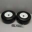 13x6.50-6 Flat Free Lawn Mower Tire and Wheel, Solid Smooth Zero Turn Mower Front Tire Assembly, with 3/4" & 5/8" Bearing, 4"-6.5" Centered Hub, Compatible with Lawnmower Garden Tractor, 2 Pack