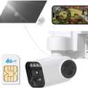 4G LTE Cellular Solar Security Camera Wireless Outdoor, No WiFi Bullet Camera, 1080P HD Color Night Vision, PIR Motion, 2-Way Audio, Alarm, IP65, SD/Cloud, Built-in SIM CardHome Security