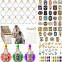 139 Pcs Halloween Potion Bottles Decorations Indoor Apothecary Plastic Bottle Set Witch Potion Jars with Stickers Pendants for Tiered Tray Decorations Halloween Party Supplies(Spherical)