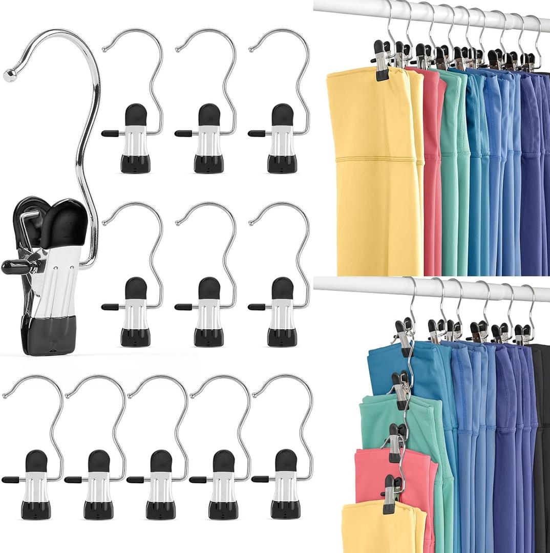 Legging Organizer for Closet, Metal Yoga Pants Hangers 40 Pack Hanging Clips w/Rubber Coated Holds Leggings, Space Saving Hanger Closet Organizers and Storage for Boots Workout Sets, Hat