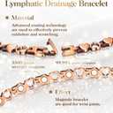 Magnetic Copper Bracelets for Women Lymph Detox Magnetic Bracelets, 100% Solid Pure Copper Bracelet with 3500 Gauss Magnets & Lymphatic Drainage Ring with Adjustment Tool