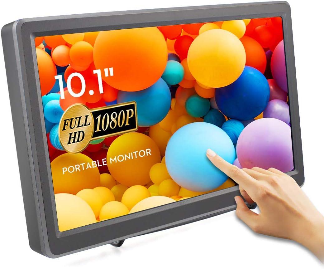 ELECROW 10.1 Inch Portable Monitor - IPS Capacitive Touchscreen Monitor with HD VGA Port1920x1080P LCD Display Built-in Dual Speakers Touch Sceen for Raspberry Pi 5/4/3, PS Xbox, Windows 11/10/8/7