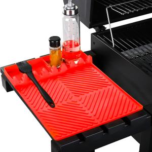 BBQ Tool Mat for Blackstone,blackstone griddle accessories,Durable Food Grade Silicone Mat grill Accessories,Grills and tool holders for kitchens, cooking and countertops fiery red