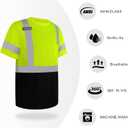 TCCFCCT Construction Shirts Class 3 High Visibility Shirts for Men, Hi Vis Reflective Safety Shirts for Men Women, Short Sleeve Work Shirts with Black Bottom, Durable, DP-Yellow 5XL 3PCS
