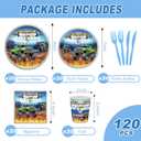 120PCS Monster truck Party Supplies boys kids Themd Party Decorations for birthday Tableware Set Plates Napkin Cups Set for 20 Guests