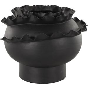Deco 79 Ceramic Abstract Decorative Vase Floral Inspired Centerpiece Vase, Flower Vase for Home Decoration 12" x 12" x 9", Black