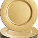 ZEAYEA 12 Pack Gold Charger Plates, 13 Inch Plastic Round Dinner Charger Plates for Wedding Party, Elegant Tabletop Decor