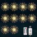 Firework Lights, 10 Pack LED Copper Wire Fireworks Lights Fairy Lights Christmas Hanging Dimmable String 8 Modes Waterproof with Remote Control (Warm White)