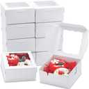 50 Pack 5x5x2.5 Inch Bakery Boxes Cookie Boxes with window Treat Box Chocolate Covered Strawberries Box for Macaroon Dessert Cupcake Pastry Muffins