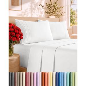King Size 4 Piece Sheet Set - Comfy Breathable & Cooling Sheets - White