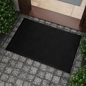 Ottomanson Waterproof Rubber Outdoor Doormat Heavy-Duty Non-Slip Rubber Floor Mat with Ridge Scraper Pattern, All-Weather Front Door Entry Mat for Mud & Dirt Control 24" x 36", Black