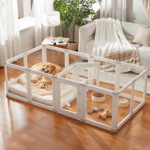 Acrylic Dog Playpen Indoor for Small Dogs & Puppies, Number Of Panels: 14-Divider Set, 78.7"L x 39.4"W x 23.6"H